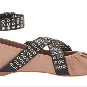 Steve Madden Women’s Bryar Strappy Buckled Ballet Flats, Blush Leather, Size 7.